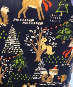 Waldgeflüster, Weihnachtsmotiv mit Waldtieren in blau und innen grüne Blätter