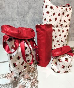 Geschenkbeutel aus Stoff mit Weihnachtsmuster