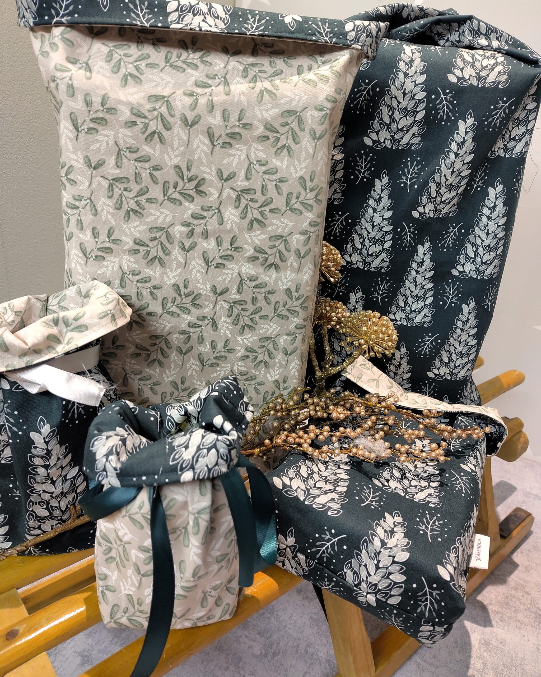 Geschenkbeutel für Weihnachten in tannengrün